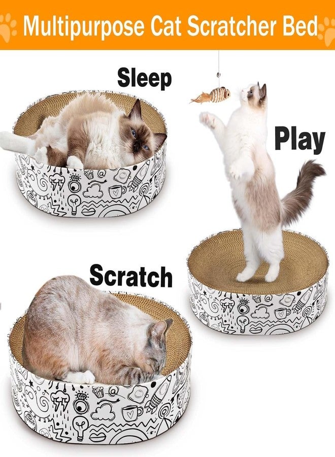 KittuPet Oval Cat Scratcher Cardboard Bed Lounge Couch for Indoor Cats 2 in 1 Cat Scratch Pad Bowl Nest 17"x13.5" Kitty Cat Scratching Board Pad Corrugated Lounge Cat - Image 4